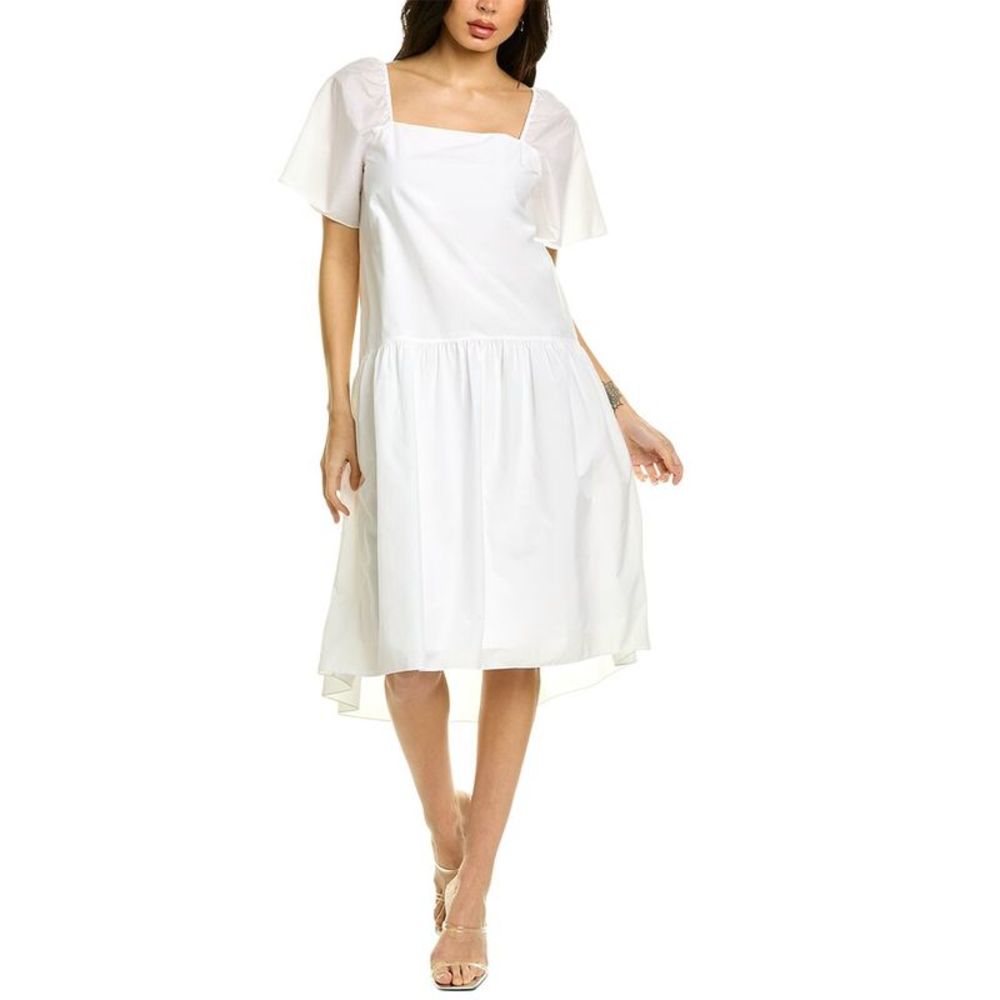 Theory Poplin Square Neck Midi Dress
